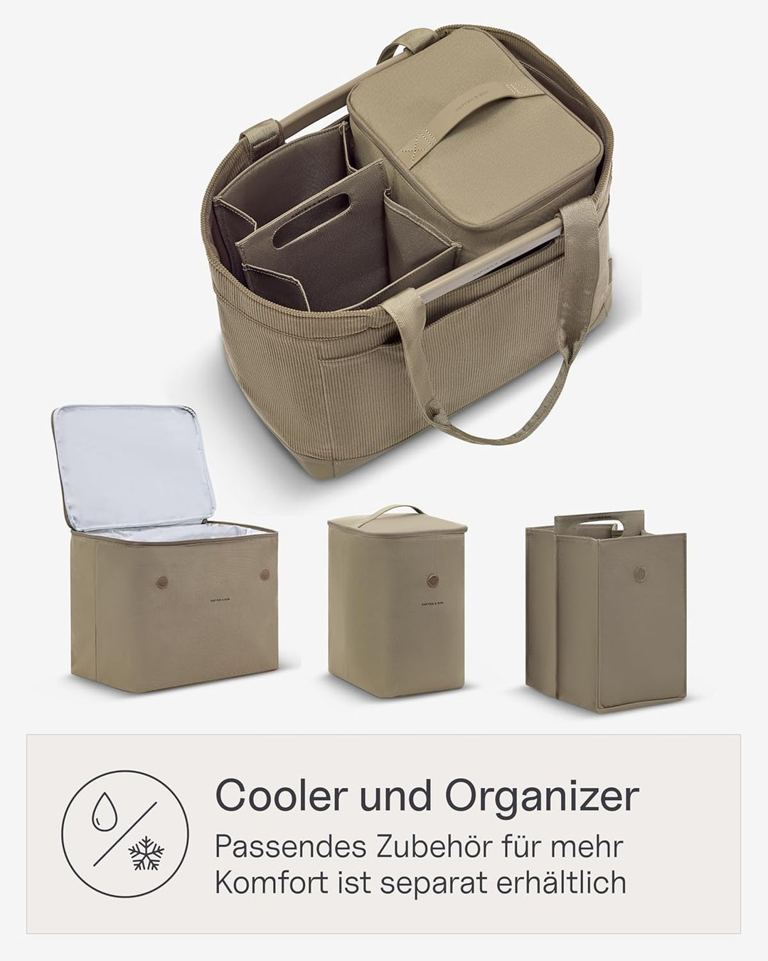 Kapten &amp; Son Vaasa Einkaufskorb faltbar Cord Dusty Khaki 25 L | Korb Kord Grün | Inklusive Einkaufsw
