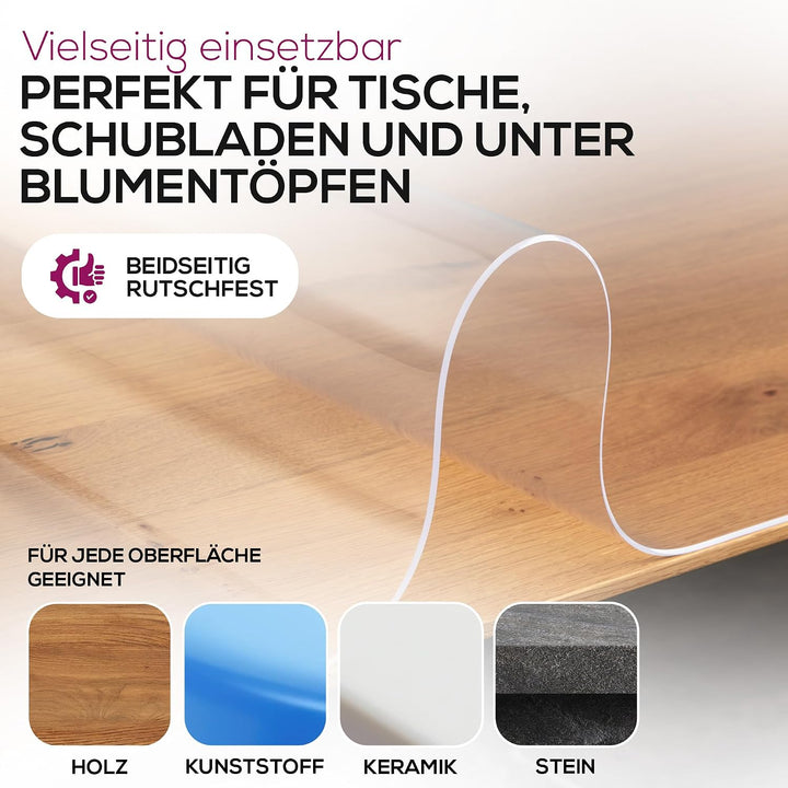 BEAUTEX Tischdecke transparent 2 mm glasklar V-Kante Rechteckig 65x275 | Tischschutz &amp; Tischfolie na