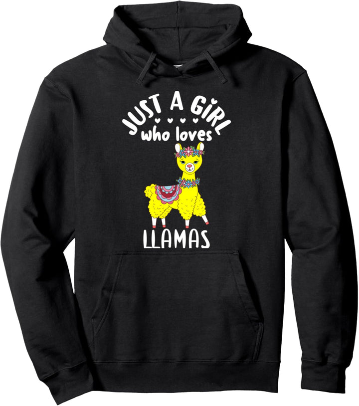Girls Floral Llama Gift Flowers Just A Girl Who Loves Llamas Pullover Hoodie
