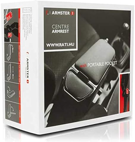RATI ARMSTER 2 Apoyabrazos Específico Negro/Gris para Skoda Yeti (2009-), con compartimento de Almac