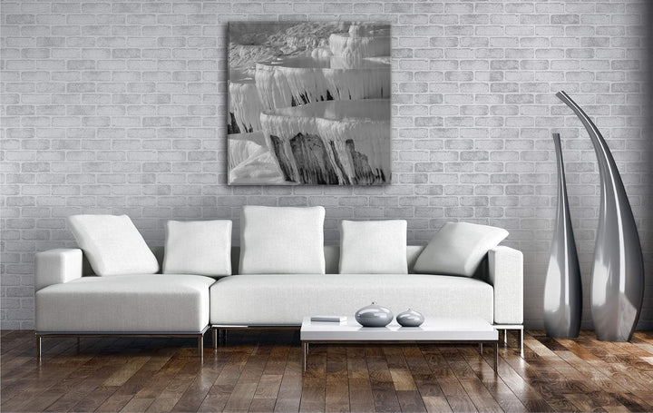 deyoli Kalksinterterrassen in Pamukkale im Format: 60x60 Effekt: Schwarz&amp;Weiss als Leinwandbild, Mot