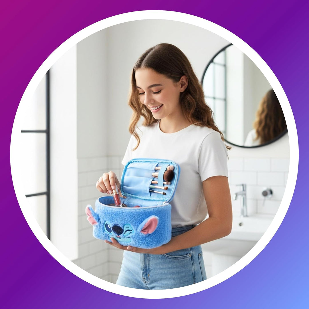 Disney Stitch Beauty-Set Kosmetikkoffer, Plüsch Kulturbeutel, Reisetasche, Geschenk für Mädchen, Fra