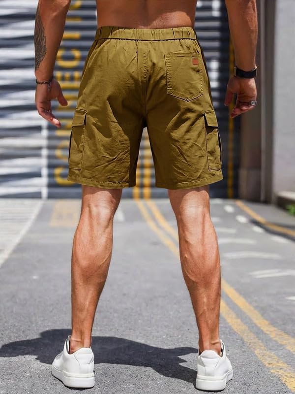 Elegancity Kurze Hosen Herren Cargo Shorts Sommer Freizeithose Kurze Elastische Taille Chino Shorts