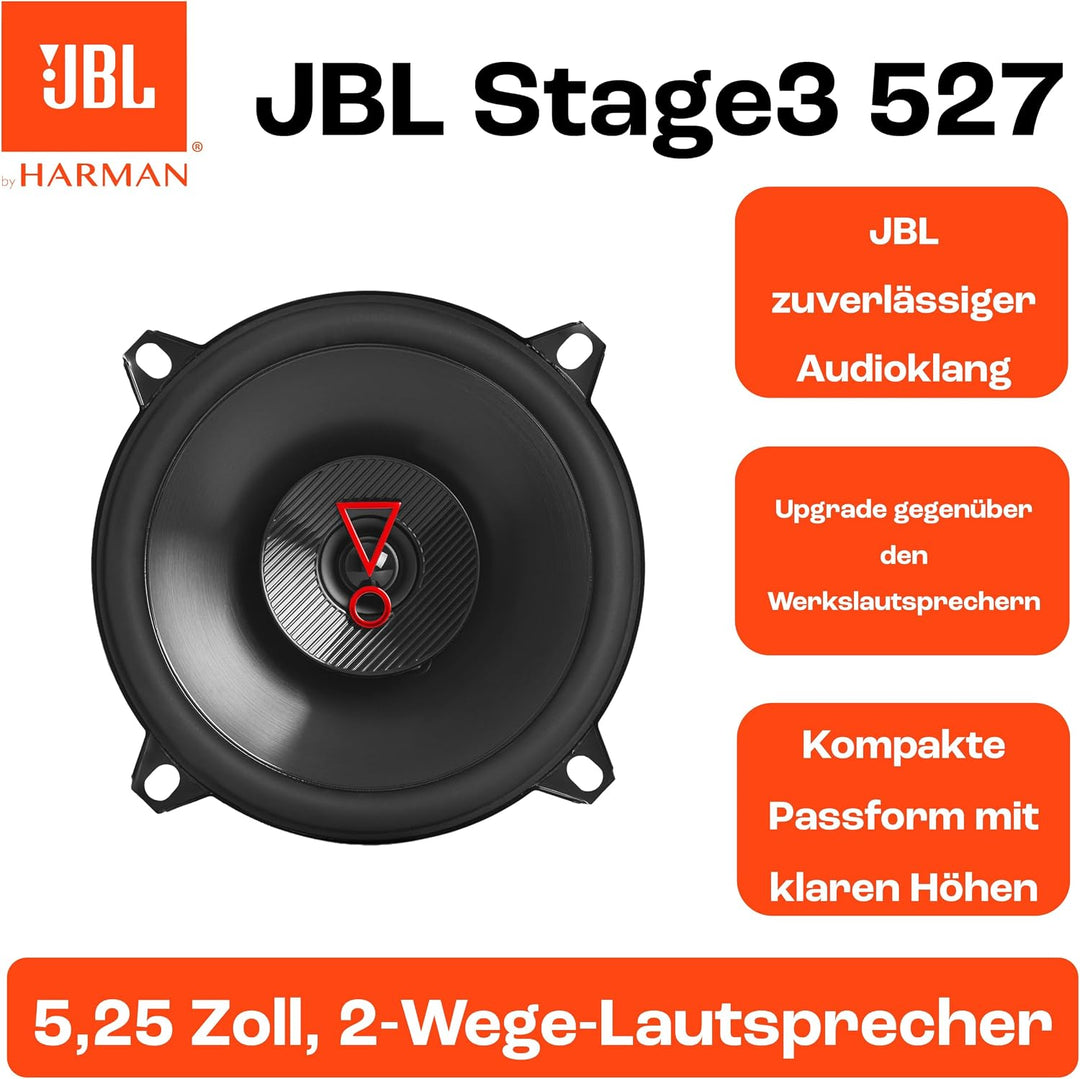 JBL Stage3 527 2-Wege Auto Lautsprecher Set von Harman Kardon - 200 Watt KFZ Autolautsprecher Boxen