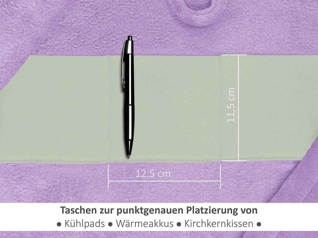 Emily´s Check Kuschelfleece Therapie Bademantel mit Kapuze und Innentaschen 1582.2293 L flieder, L f