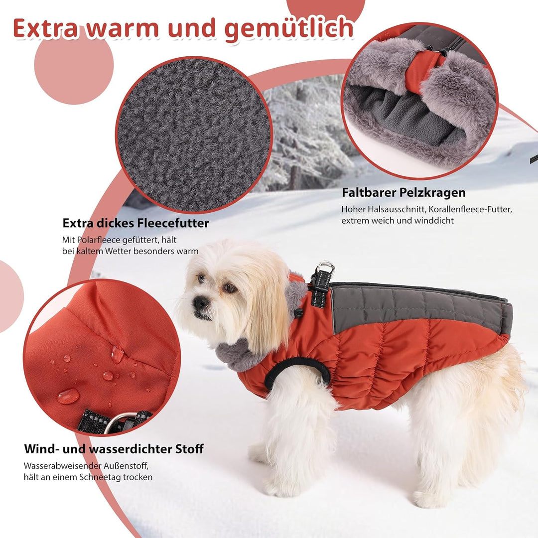 Savlot Hundemäntel für Kaltes Wetter Gemütliche Winddichte Winter-Hundejacke Dick Gepolsterte Warme
