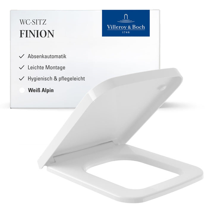 Villeroy &amp; Boch Finion WC-Sitz - Toilettendeckel mit Absenkautomatik - Abnehmbarer, bruchsicherer To