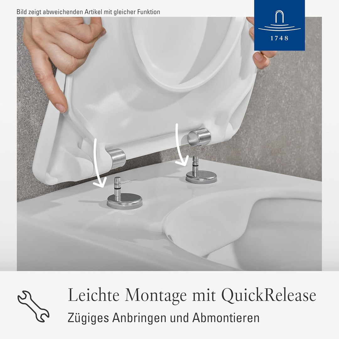Villeroy &amp; Boch Finion WC-Sitz - Toilettendeckel mit Absenkautomatik - Abnehmbarer, bruchsicherer To