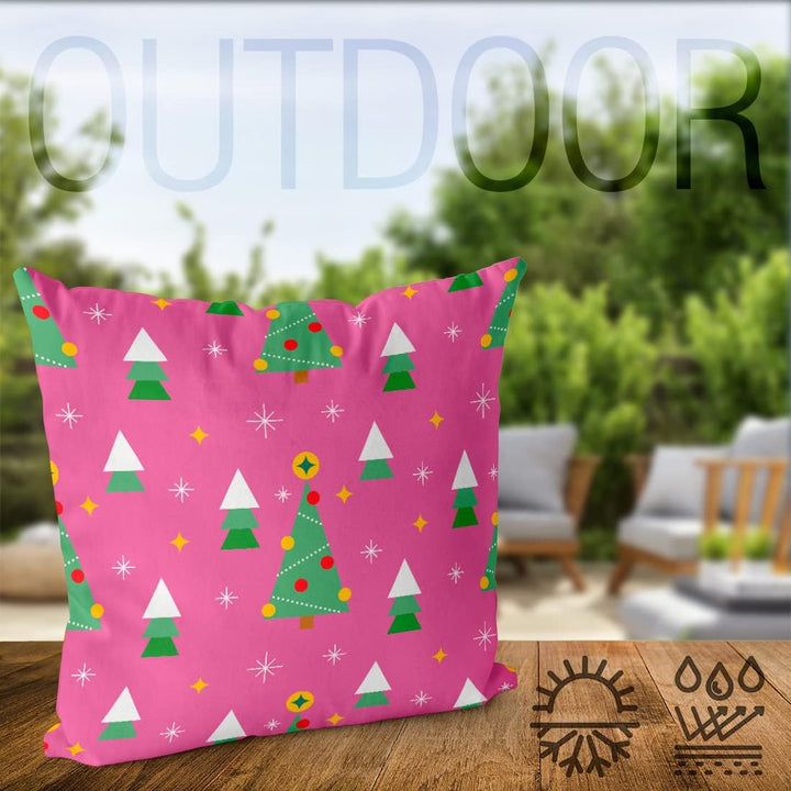VOID Weihnachtsstern Bäume rosa Kissenbezug Kissenhülle Sofakissen Kissen Deko Weihnachten Winter We