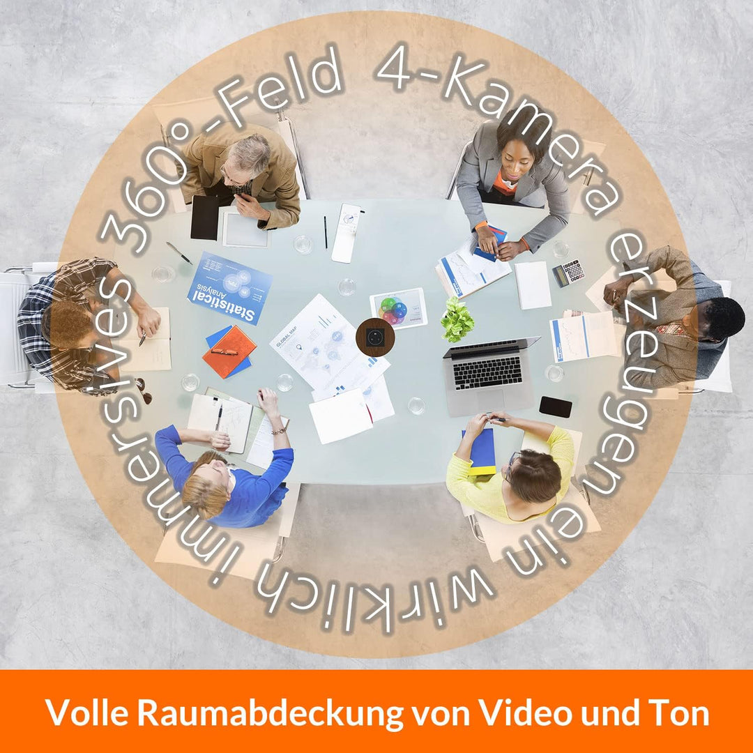 Innex Cube 4K 360-Grad-Videokonferenzkamera mit Mehreren KI-Modi, Zwei omnidirektionalen Mikrofonen,