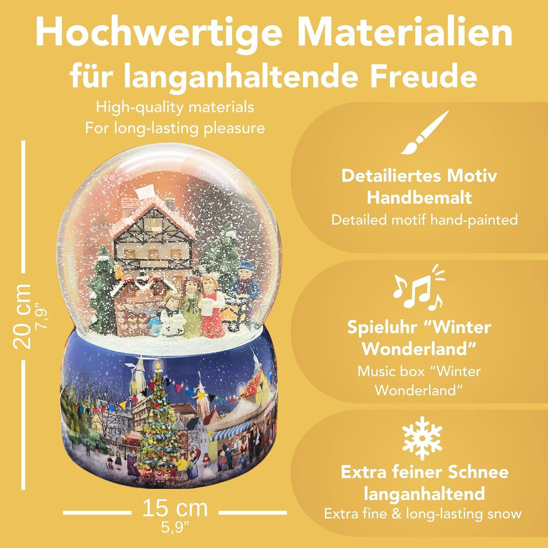 Schneekugel Weihnachten Spieluhr | Mega Schneekugel Kinder Bauen Schneemann | Sockel Winterlandschaf