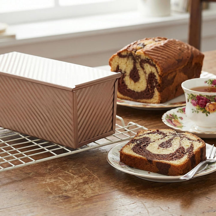 MUKSEUT 3 Stück Toastbrot Backform mit Deckel 750g und 450g, Well Toastbrotform Antihaft Brotbackfor
