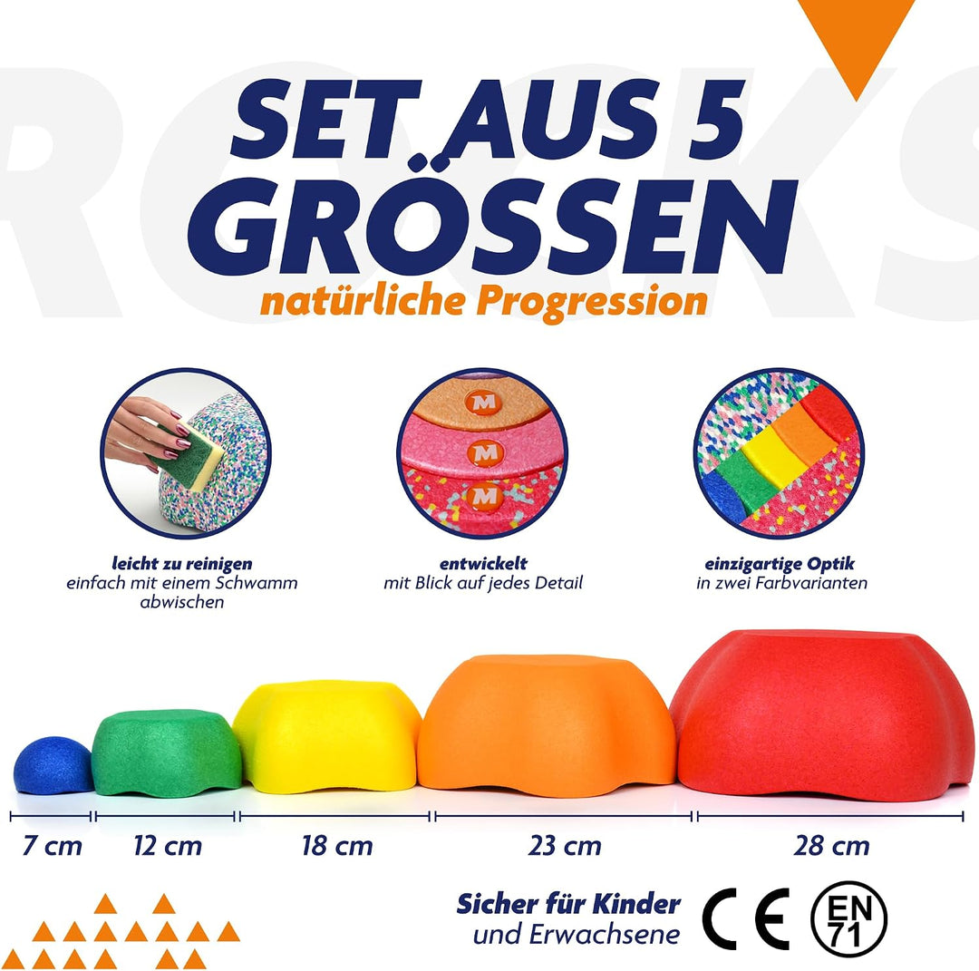 Majestic Sport Rocks, Sensorische Balanciersteine für Kinder – 5er Set – Belastbar, Fördert Gleichge