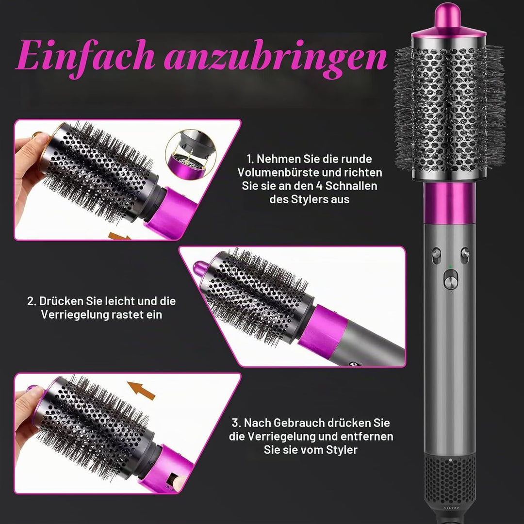 Runde Volumenbürste für Dyson für Airwrap Aufsätze, Grosse Volumenaufsatzbürste für Flaches Haar, sc