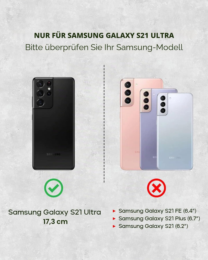 Porter Riley - Lederhülle für Samsung Galaxy S21 Ultra. Premium Echtleder Standhülle/Cover/Brieftasc
