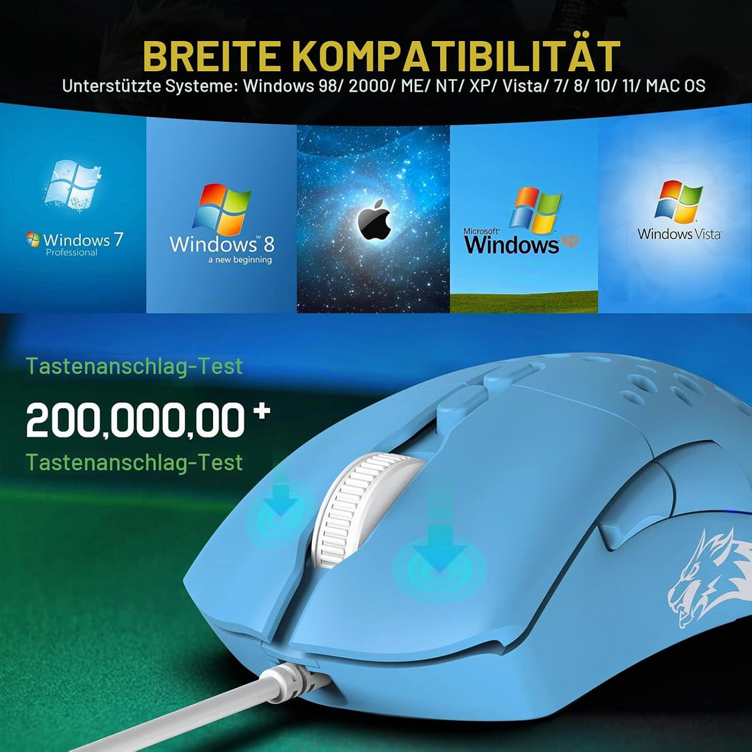 ZIYOU LANG D19 Mäuse Gaming-Maus, kabelgebundene Gaming-Mäuse für Laptop PC RGB-Maus Gaming, program