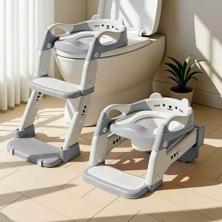Toilettensitz Kinder mit Treppe, 3 in 1 Klappbarer Toilettenleiter für Kinder, Rutschfest und Wasser