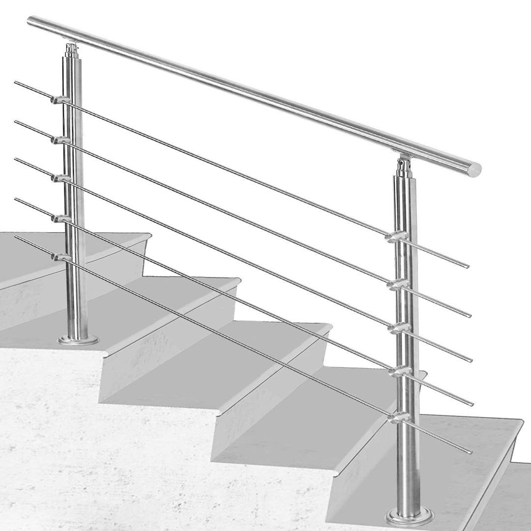 Geländer 150cm Treppengeländer mit 5 Querstreben Ø 42mm Edelstahl Handlauf für Innen und Aussen geei