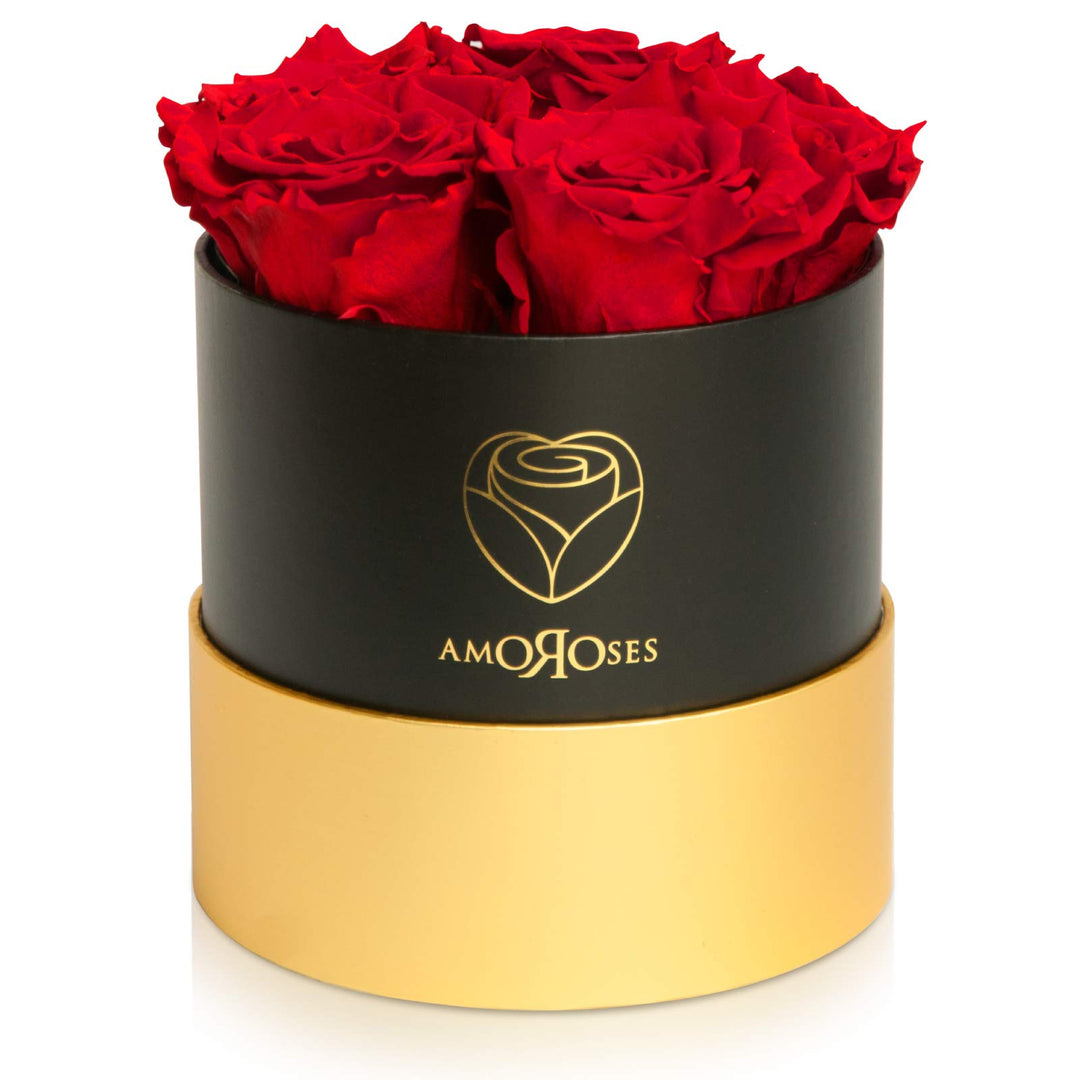 Amoroses Petite - Geschenkbox 5 ewige stabilisierte Rosen - Eleganter Strauss echter Blumen | Gesche