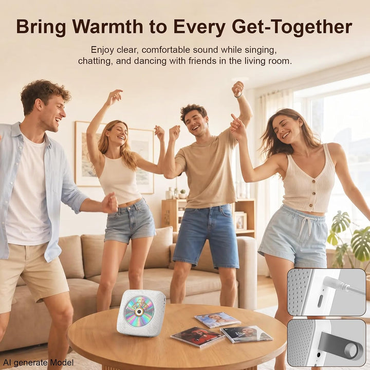 Gueray Desktop CD Player Bluetooth CD-Spieler mit Lautsprechern für Zuhause 1800mAh Tragbarer CD-Pla