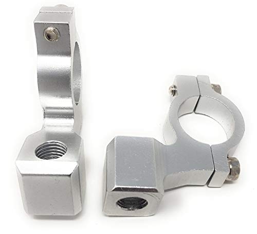 Motorrad Spiegel Halterung 10mm Im Uhrzeigersinn Gewinde X 2 IN Silber Für 22mm Lenker