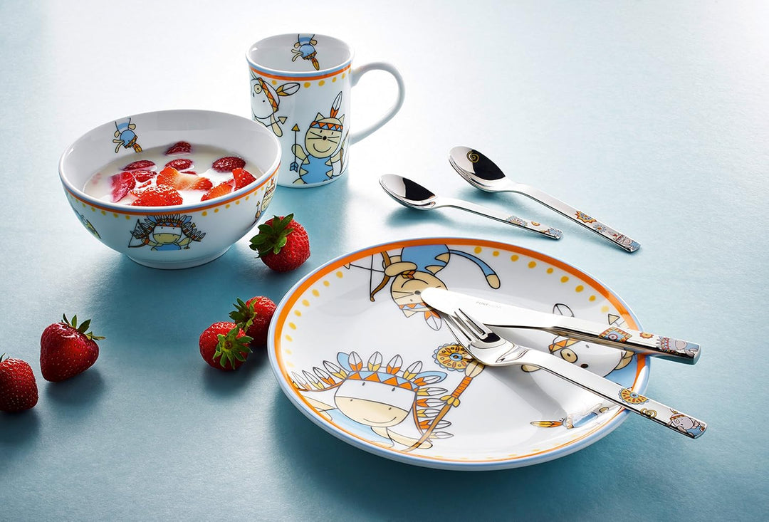 Puresigns MOEMA Kindergeschirr Set 7-teilig – Farbenfrohes Design im Wilden Westen Thema mit Häuptli