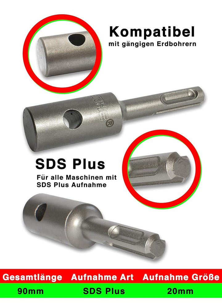 WERHE Erdbohrer 120mm mit SDS Plus Aufnahme Robuste Bohrspitze Pfahlbohrer Bohrer