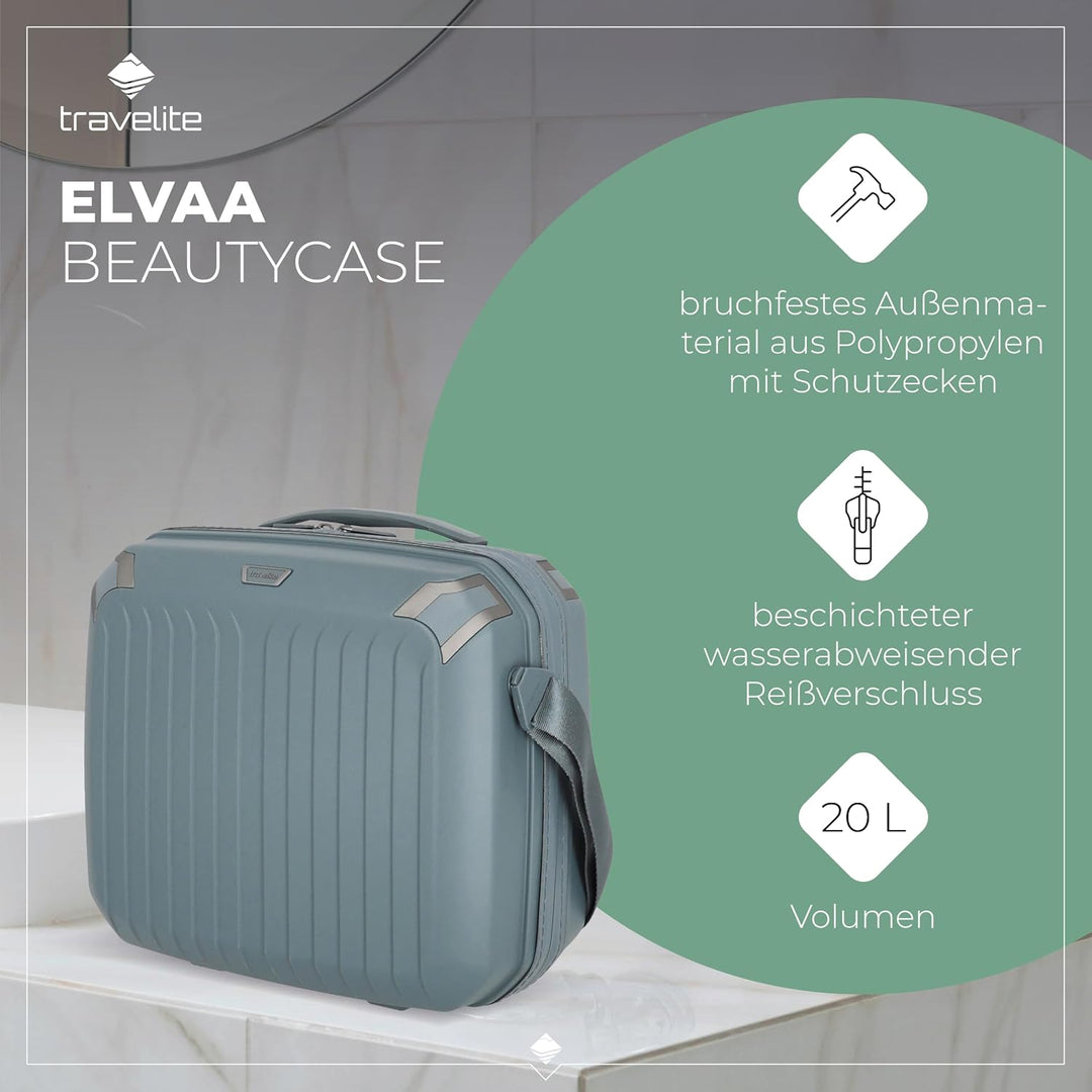 travelite Handgepäck Kosmetikkoffer Hartschale mit recyceltem Innenfutter, Gepäck Serie ELVAA: Styli