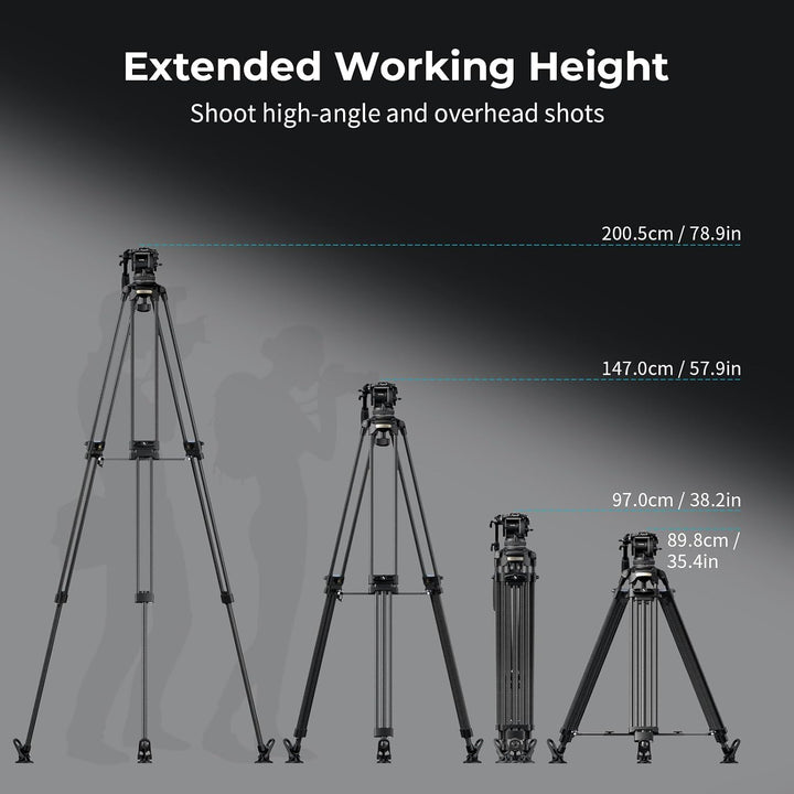 SMALLRIG 200,5 cm Schwerlast-Carbonfaser-VideoStativ, 7-Stufen-Gegengewichtskopf, Schnellwechselplat