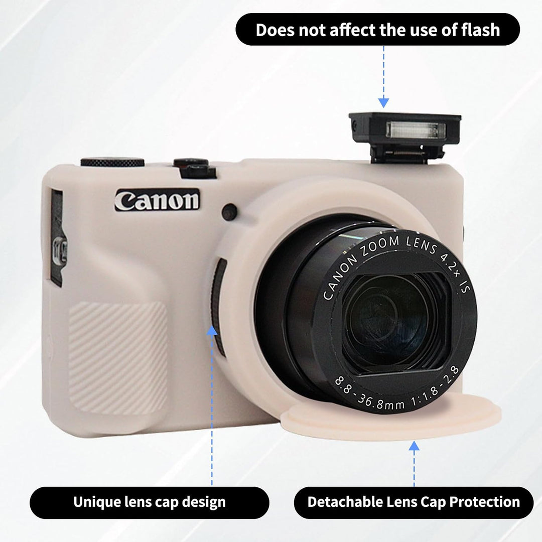 Rieibi Silikon-Schutzhülle für Canon G7X Mark III, G7X Mark III, Zubehör mit 2 Displayschutzfolien,