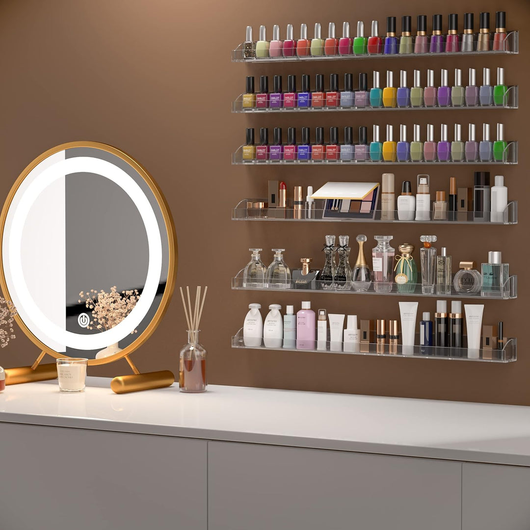 61CM Klare Nagellack-Wandregal mit Abnehmbarer Endkappe, 6er-Set, Acryl Organizer Wandmontiert, Nage