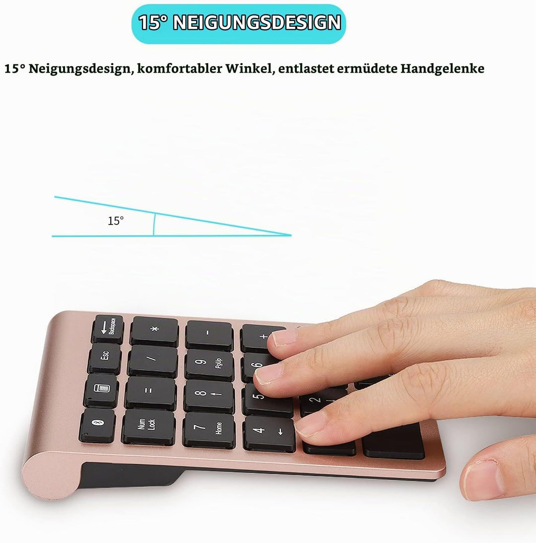 Gugxiom Bluetooth-Nummernblock, 22 Tasten, Tragbarer Mini-Zahlenblock für die Finanzbuchhaltung, Blu
