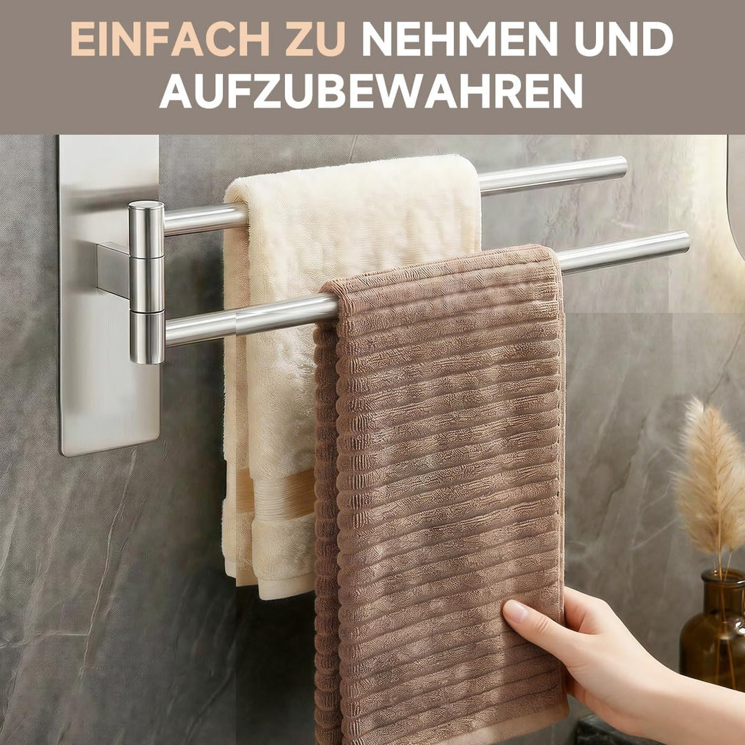 Handtuchhalter Ohne Bohren 180° Schwenkbar - Doppelt Handtuchstange Selbstklebend 304 Edelstahl, Rob