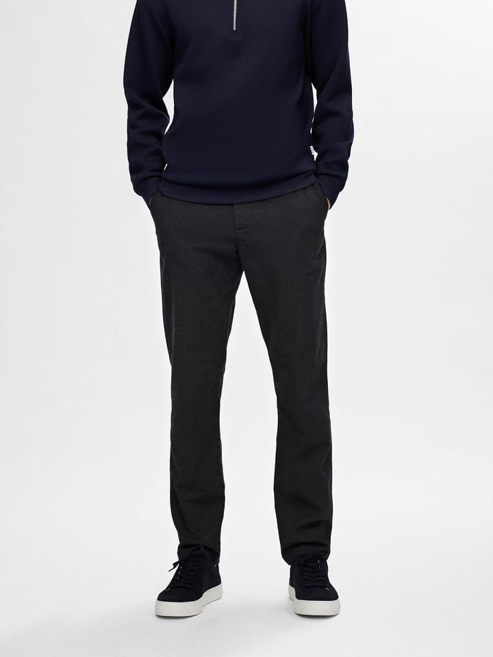 SELECTED HOMME Male Chino 175 Slim Fit Brushed 30W / 34L Black/Detail:structure, 30W / 34L Black/Det