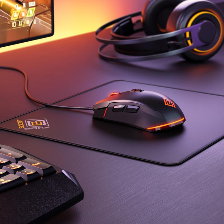 Hades - Gaming-Maus mit RGB-Beleuchtung, 7 Tasten und bis zu 2400 DPI Abtastrate, Hades