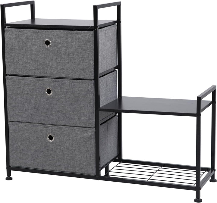 SVITA Runa 3-Schubladen-Regal Universales Regalsystem aus Metall mit Vliesstoffschubladen, Schwarz/G