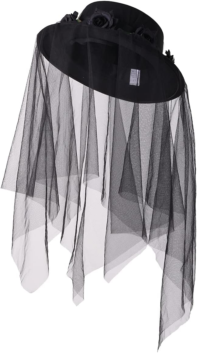 COSDREAMER Frauen Gothic Steampunk Hut unregelmässiger Schleier Thema Partyhut langer Spitzenhut (on