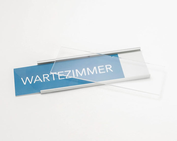 SCHILDER Systeme 10 Stück MODO Türschild | Silber eloxiertes Namensschild | 2 mm Anti-Reflex Acrylsc
