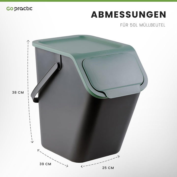 Mülleimer Set 5 Stück 25L Mit Deckel Click-Function Abfalleimer Mülltrennsystem Abfallbehälter Recyc
