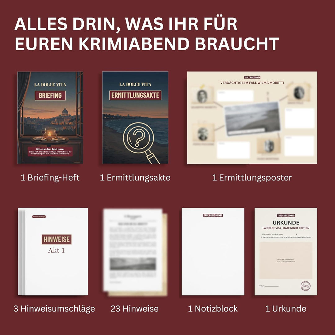 Krimidinner 2 Personen La Dolce Vita - Krimi Dinner Date Night Edition - Krimispiel für Erwachsene,