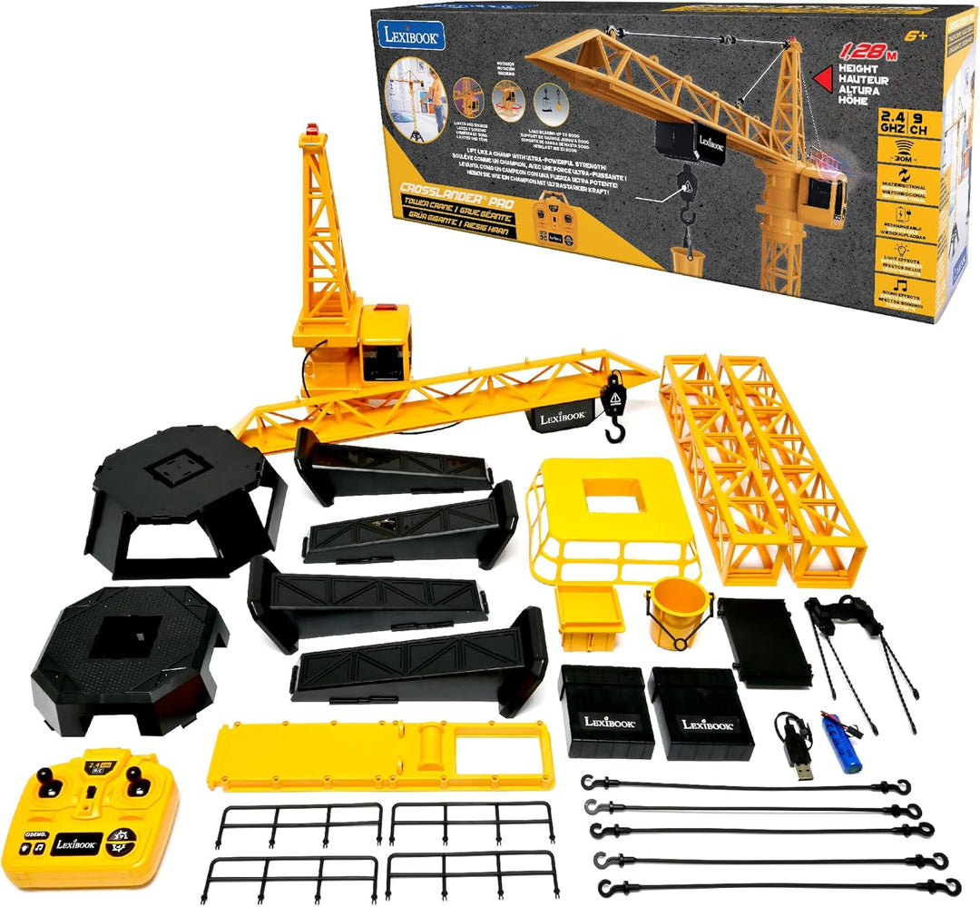 Lexibook, Crosslander® Pro, RC-Kran, Riesiger Ferngesteuerter Kran, Höhe 1,28 m, Hebt bis zu 500g, M