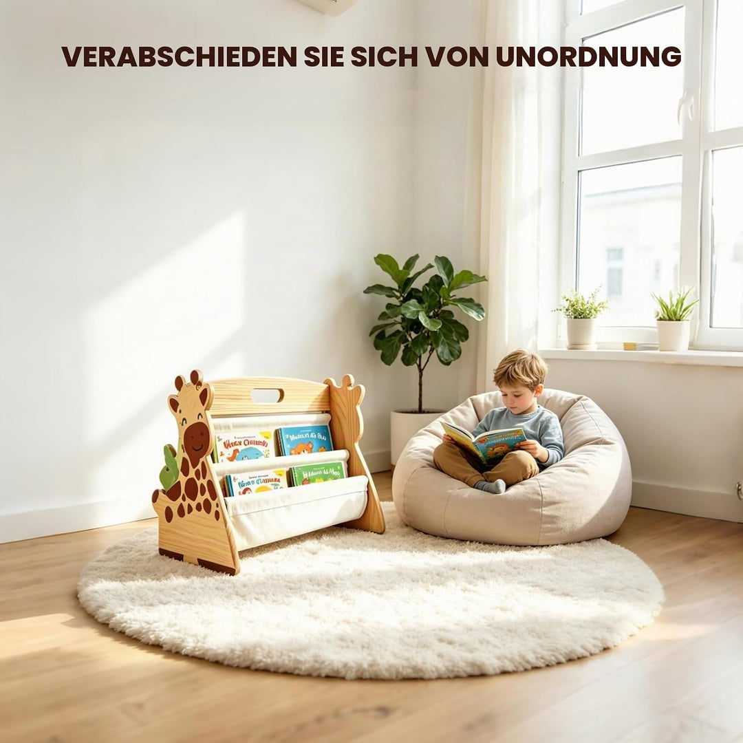 Beidseitiges Montessori Bücherregal Kinder Holz - Drehbares Kinder Bücherregal Klein - Schmal Kinder
