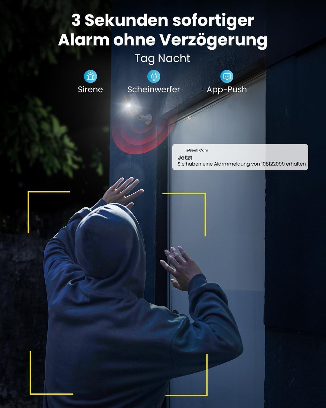 ieGeek 5MP Überwachungskamera Aussen Akku WLAN, 5200mAh Akku Kamera Überwachung aussen/innen, PIR-Pe
