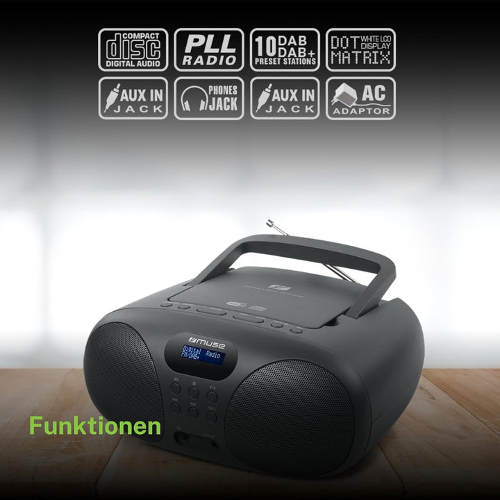 Muse MD-208DB-Radio/CD DAB+, MD208DB schwarz, schwarz