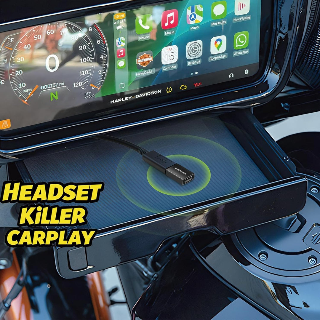 MaedHawk Bypass 2.0 Motorrad CarPlay Aktivierungsadapter – Bluetooth 5.4 Headset Bypass mit 45W USB-
