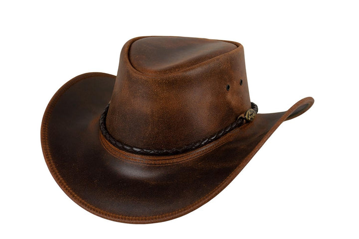 Black Jungle Kimbolton Lederhut aus Echtleder, Westernhut, Australienhut, Cowboyhut, Unisex, Braun/S
