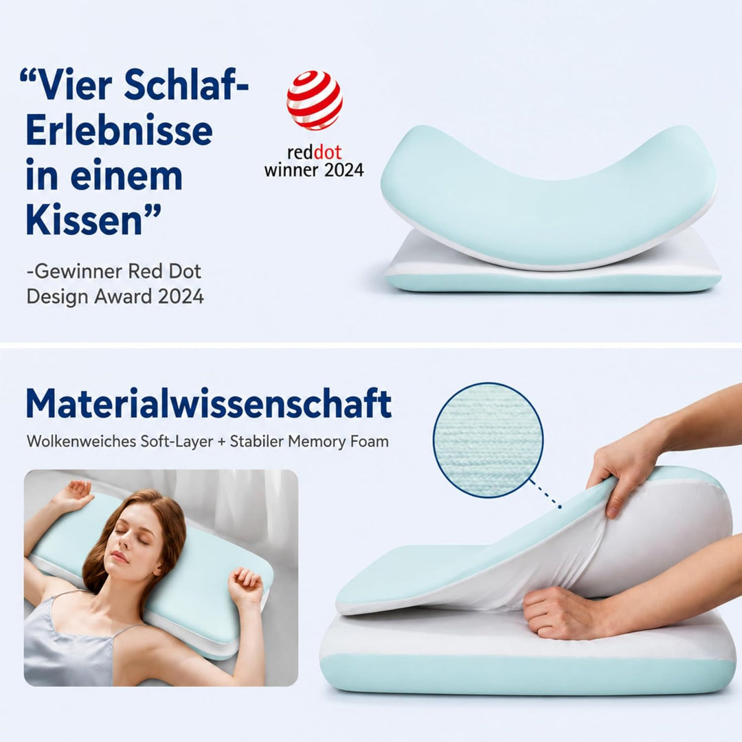 EDEL &amp; WOLF ErgoDream One – 4-in-1 Schlaf- &amp; Umarmungskissen | Ergonomisches Seiten-, Rücken- und Ba