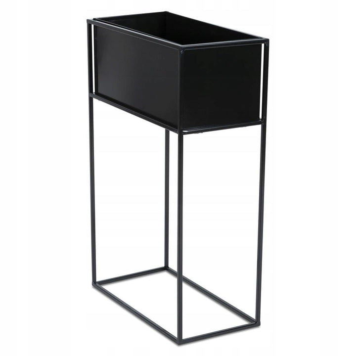 Schwarz Blumenständer Metall - Pflanzenständer 70 cm Hoch mit Metall Box 44x24x20 cm - Blumentopfstä