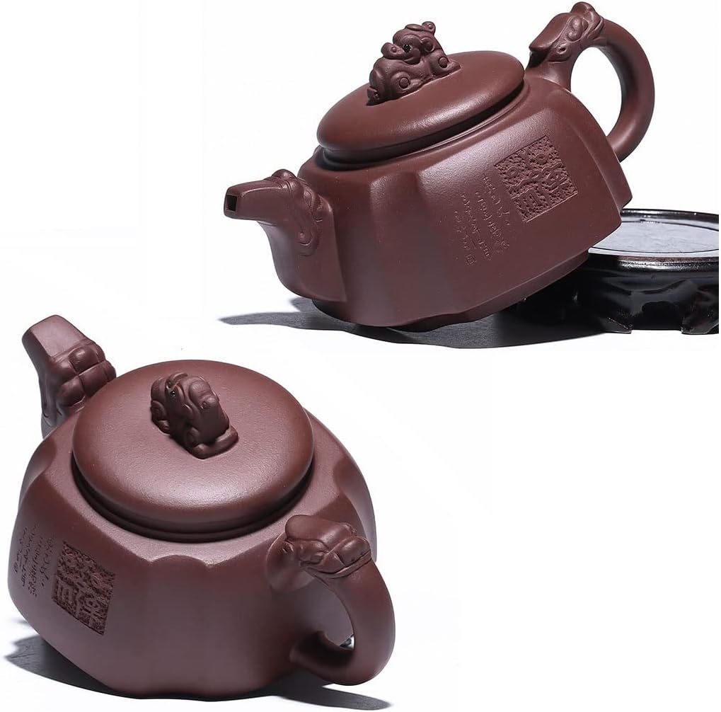 Teekanne, 300 ml, chinesischer Ton, Zisha, Zisha, Drachengriff, Löwendeckel, Gongfu, loser Tee