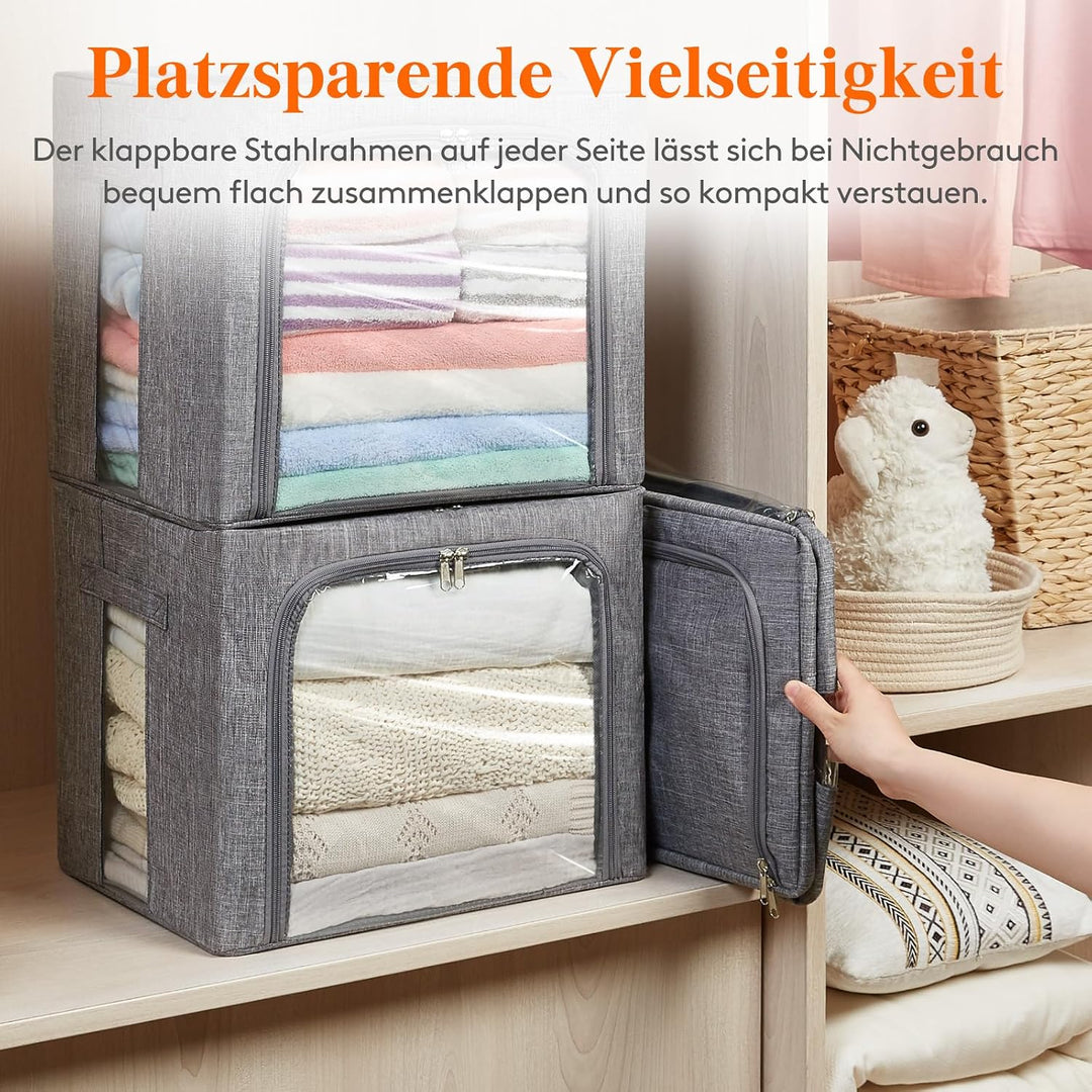 Lifewit 40L Aufbewahrungsbox mit Deckel, Kleidung Aufbewahrung, Faltbare Kleideraufbewahrung mit Met